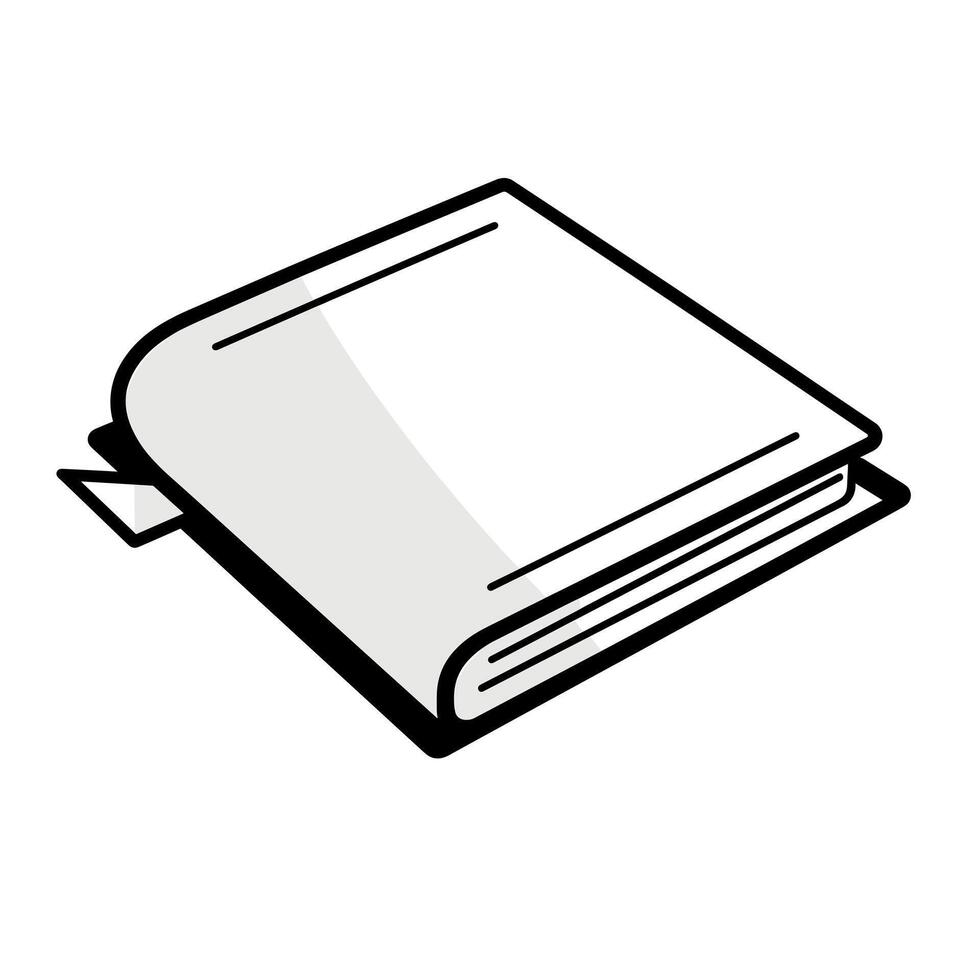 Blank book lying on a flat surface with a bookmark, ready for writing or drawing vector
