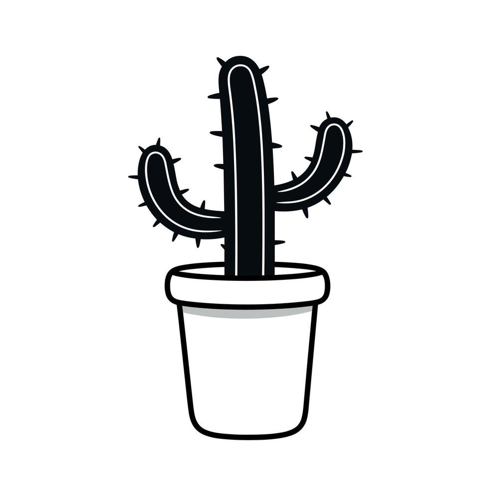 Unique black and white cactus in a pot displayed against a plain background vector