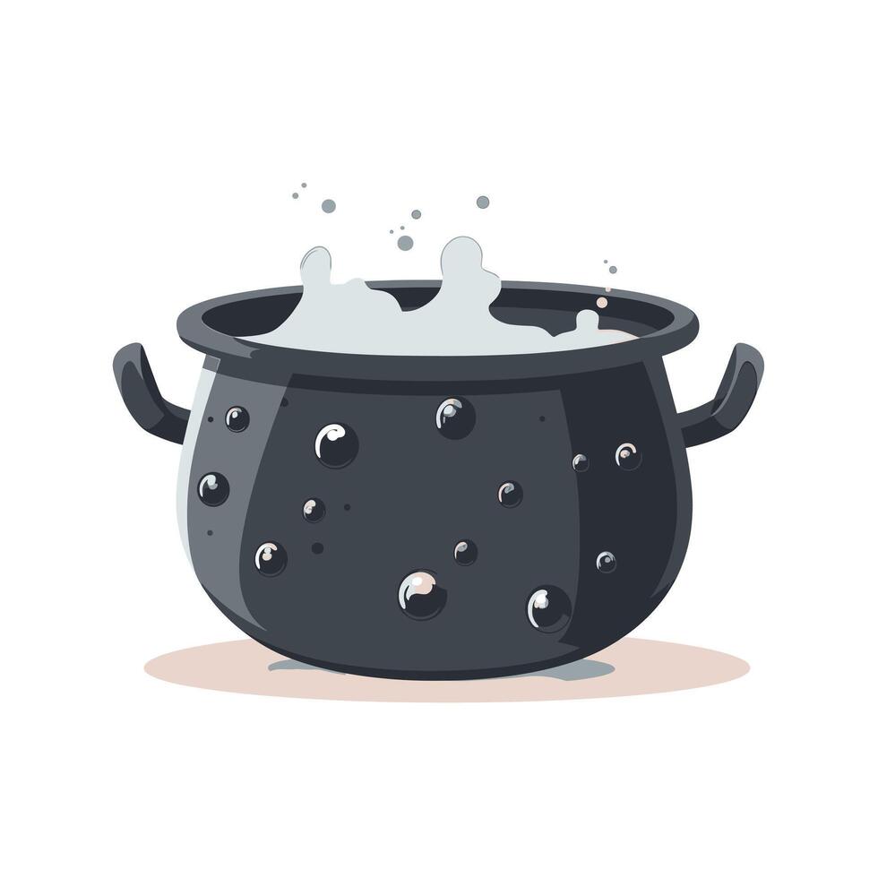 Boiling pot with bubbling liquid in a cozy kitchen setting vector
