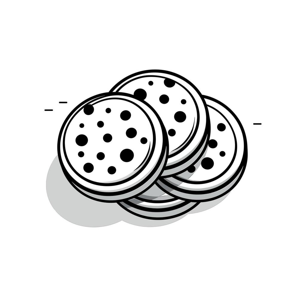 Delicious cookies stacked on a white background ready to be enjoyed vector