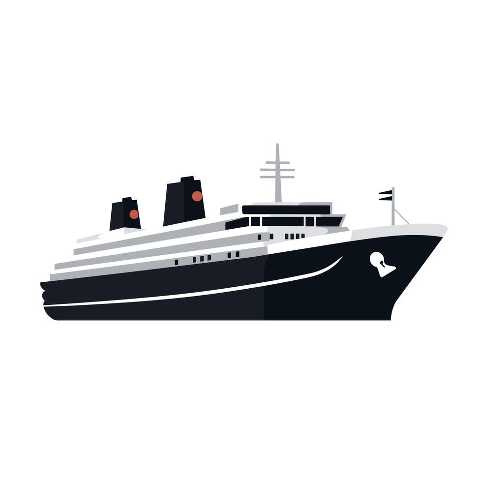 Elegant cruise ship sailing on the ocean in bright daylight with distinct features vector