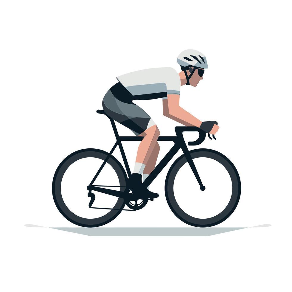 Cyclist in motion on a sleek road bike during a sunny day vector