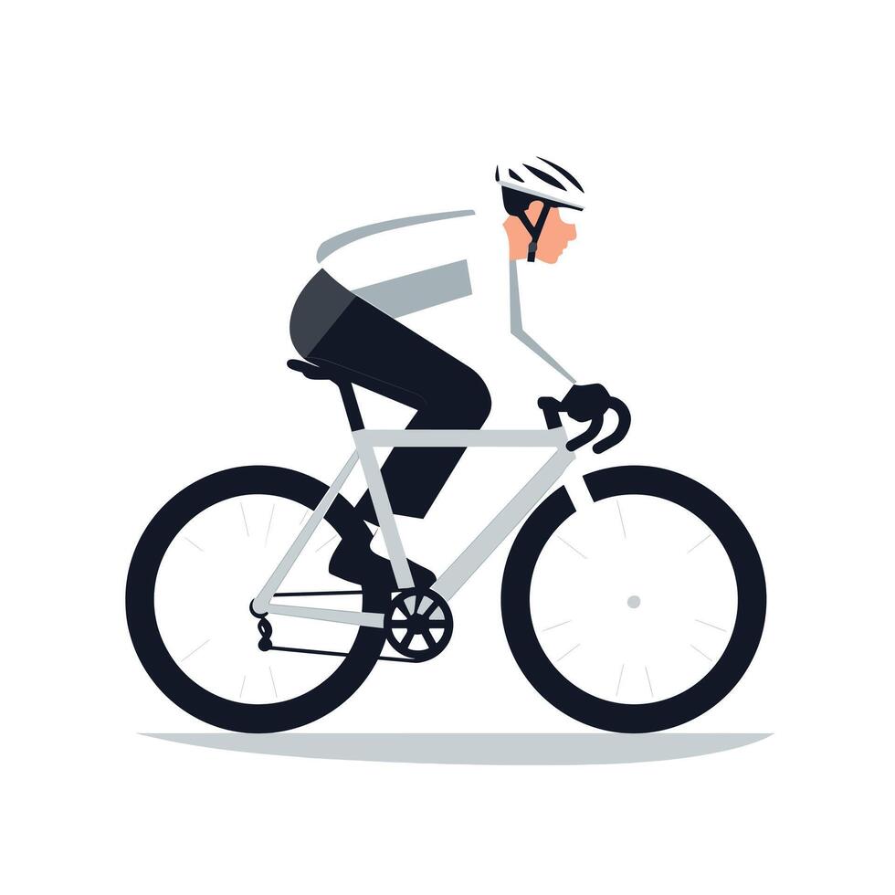 Cyclist riding a road bike in a stylized graphic illustration vector