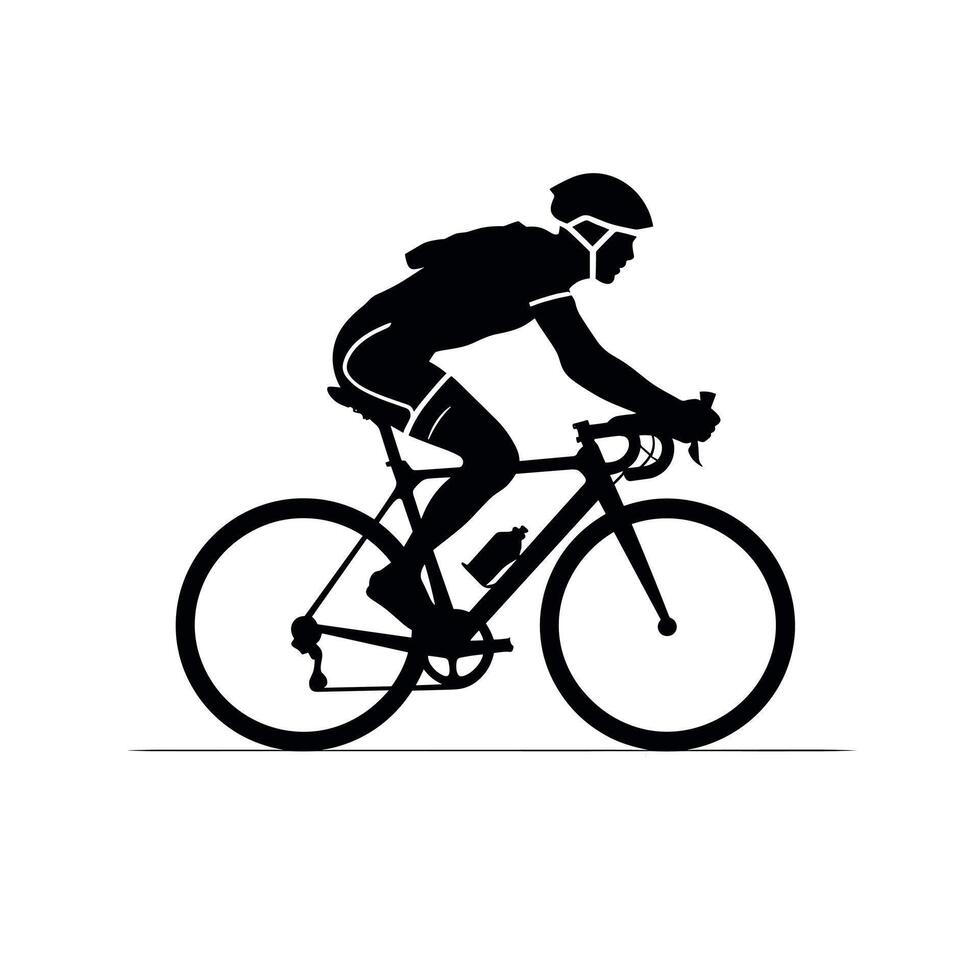 Cyclist in motion on a road during a clear day vector