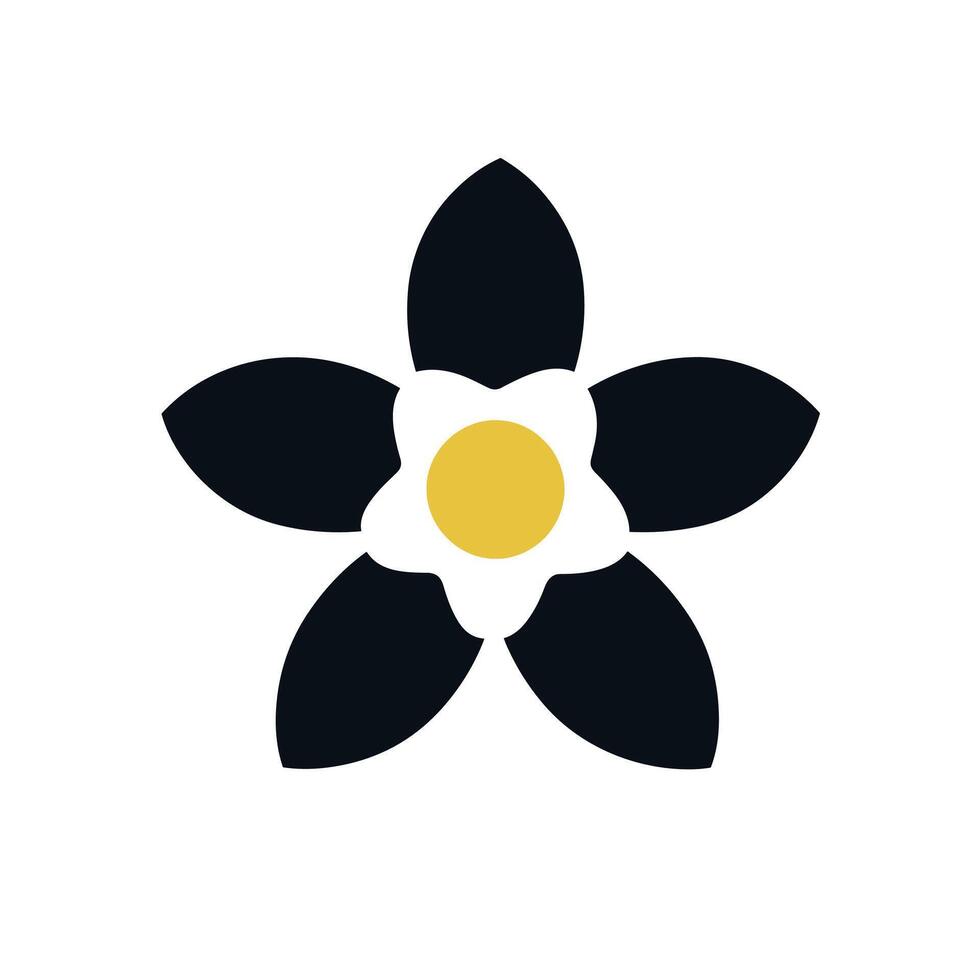 Creative black and white flower design with yellow center on a simple background vector