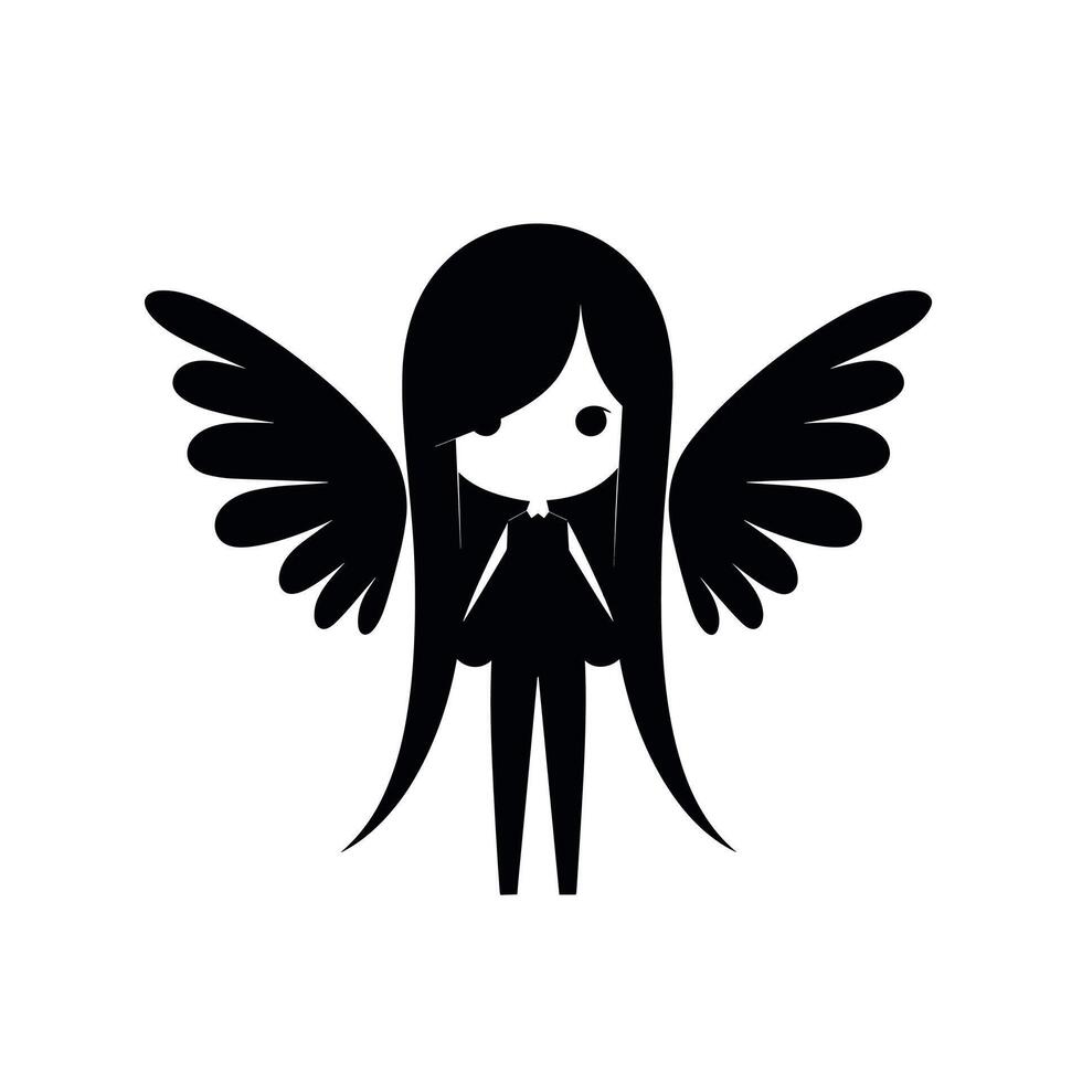 Cute cartoon character with wings stands confidently in a minimalist design setting vector