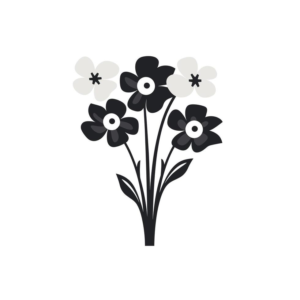 Brightly colored flowers in a playful and modern design with simple shapes and forms vector