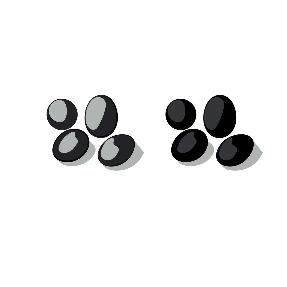 Close-up view of black stones arranged in two groups on a white background vector