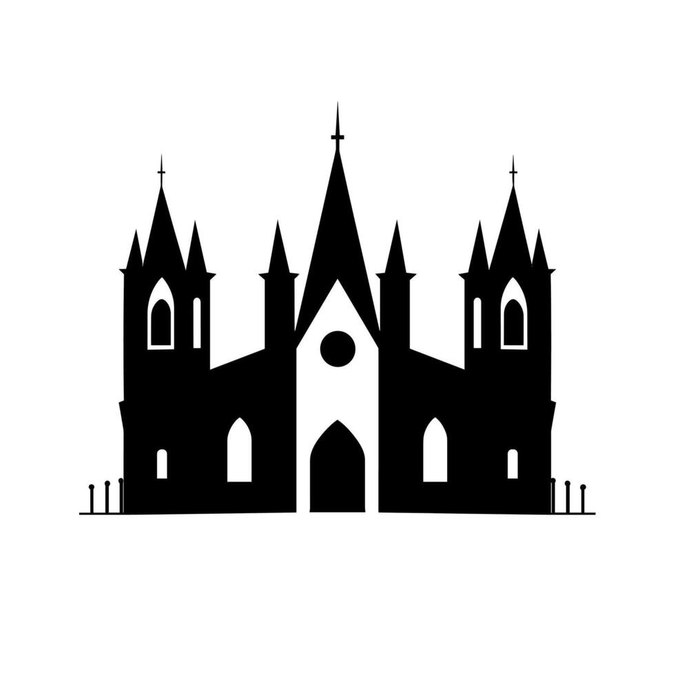 Gothic architecture silhouette featuring intricate towers and pointed arches vector
