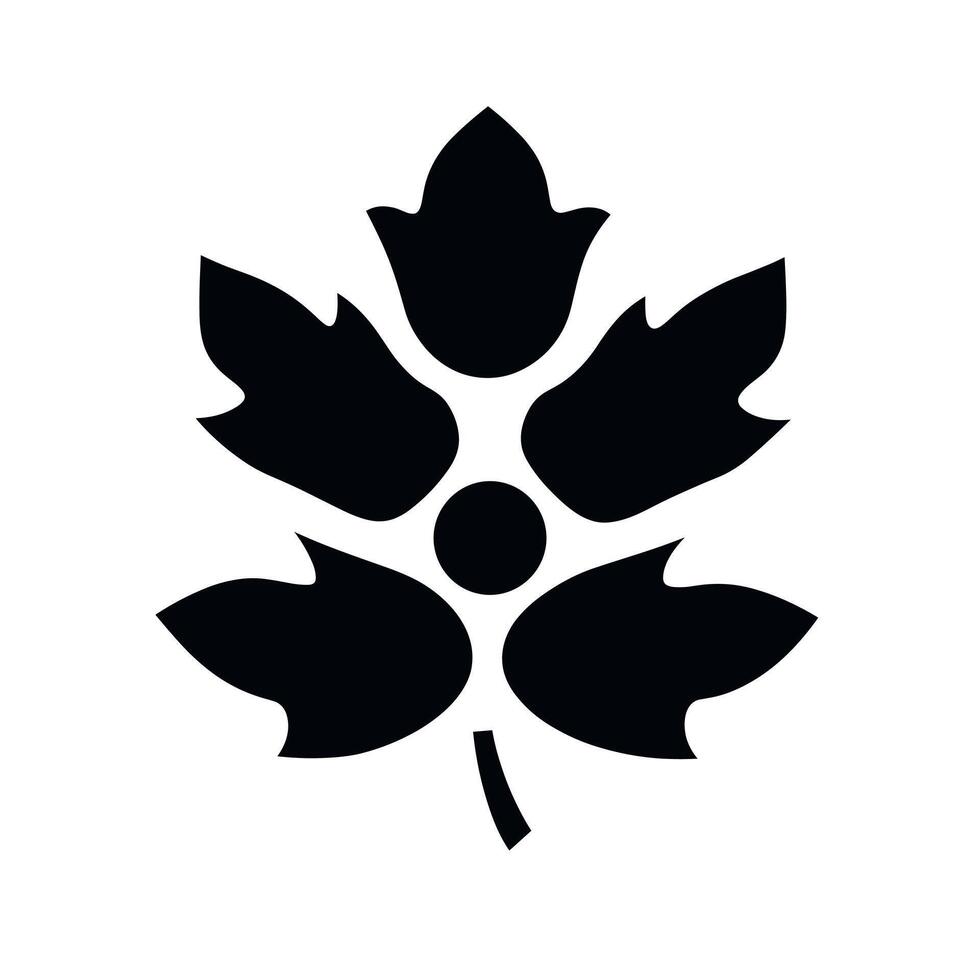 Black silhouette of a leaf with distinctive shape and design on a plain background vector