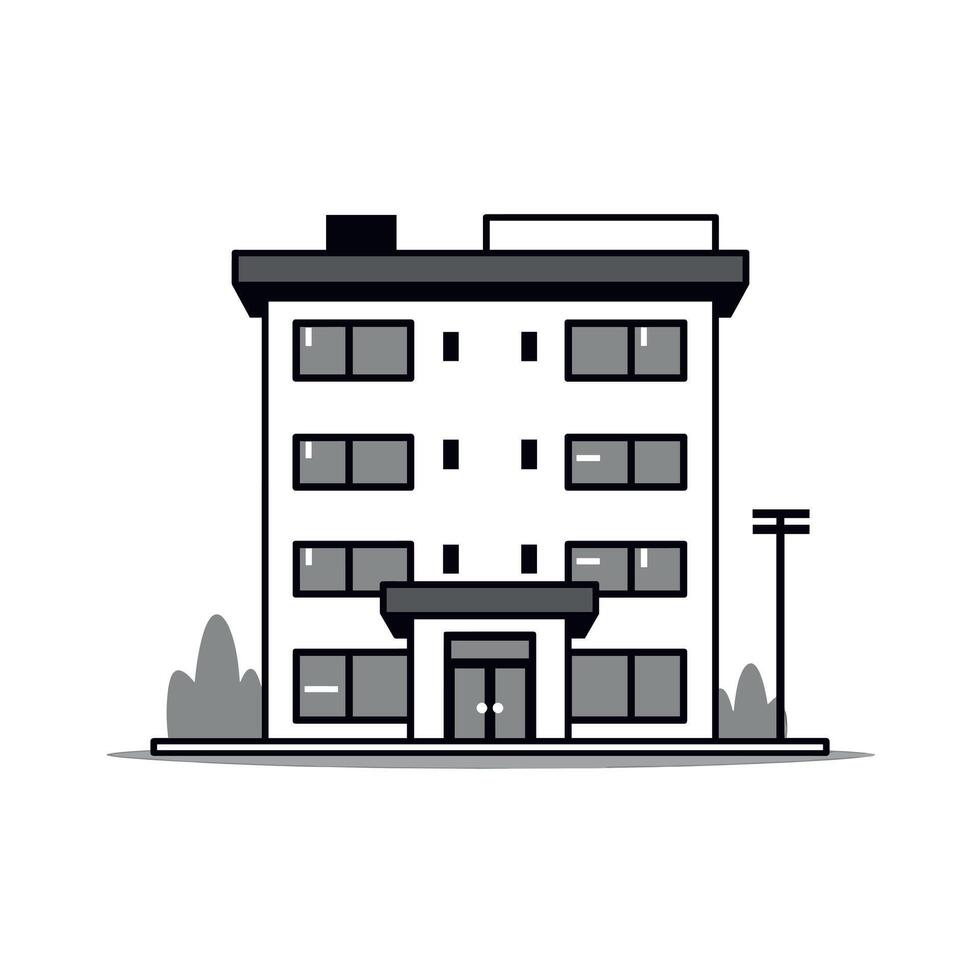 Modern building design with a minimalist aesthetic in a quiet residential area vector
