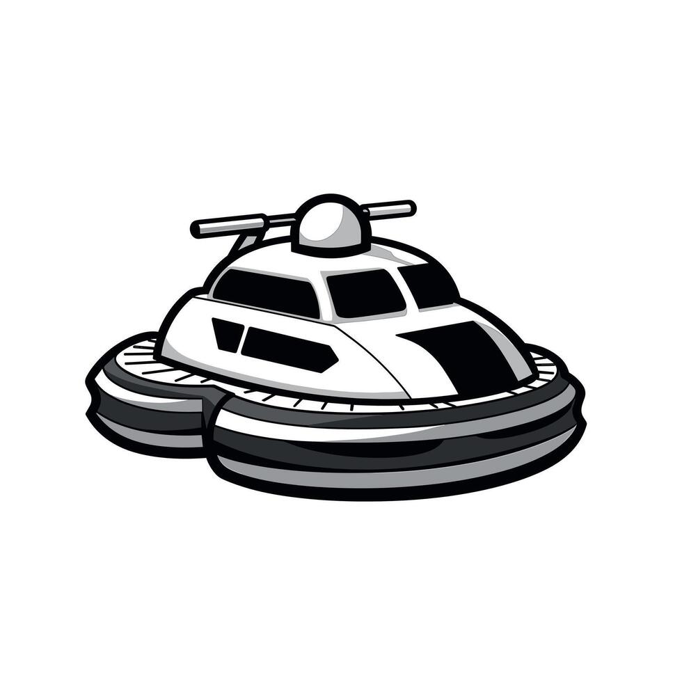 Hovercraft gliding over water during a sunny day near the coast vector