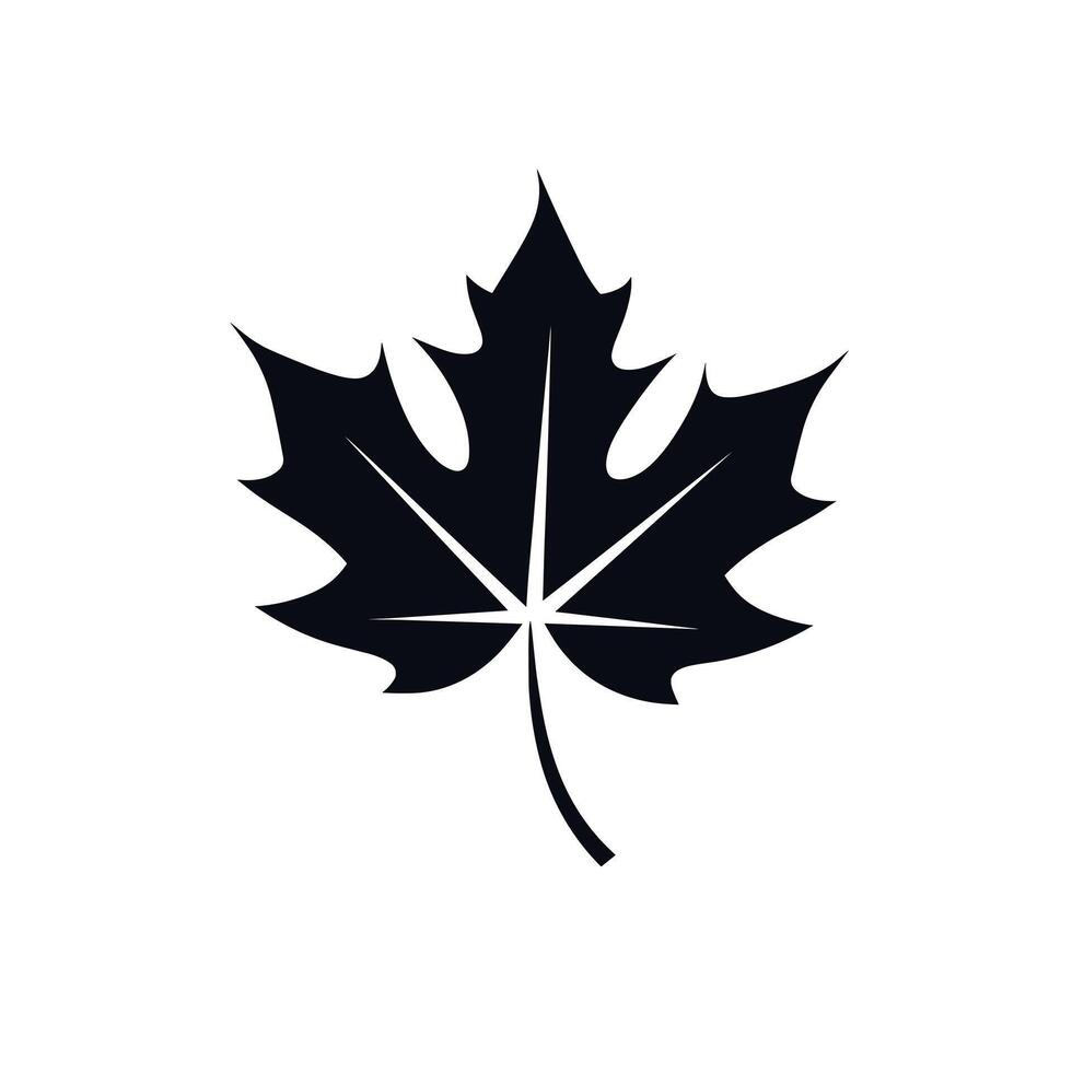 Black silhouette of a maple leaf on a plain background showcasing natural beauty vector
