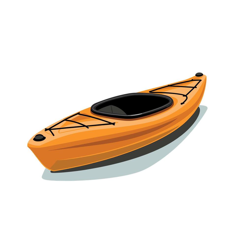 Bright orange kayak ready for adventure on calm water vector