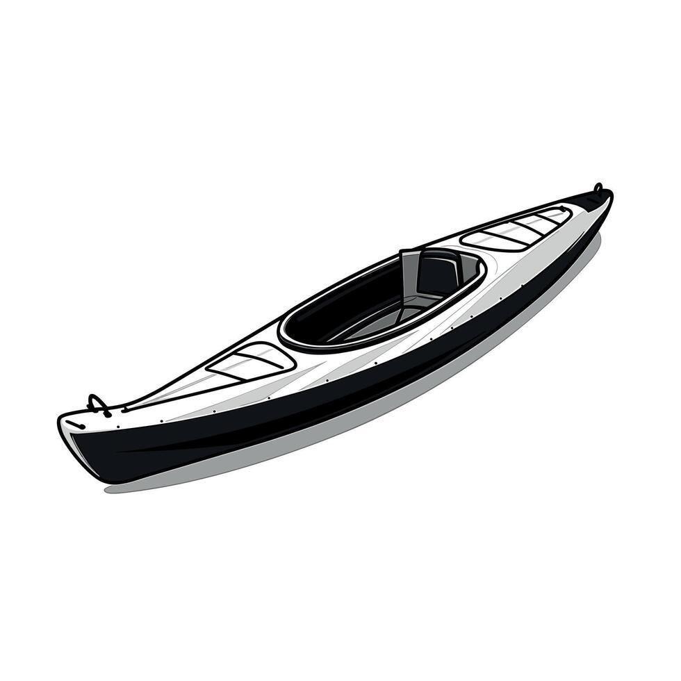 Kayak resting on a calm lake with reflections of nature during sunset vector