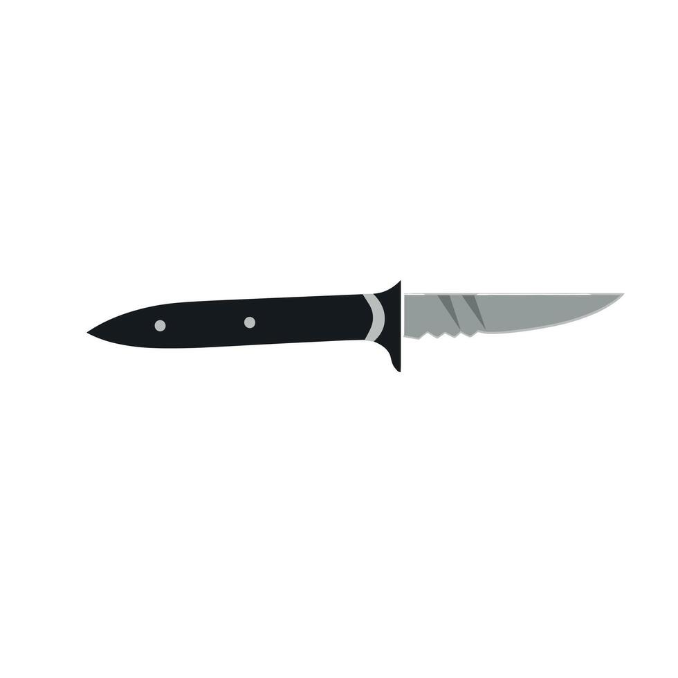 Design showcasing a black handled knife with silver blade in a minimalist style vector
