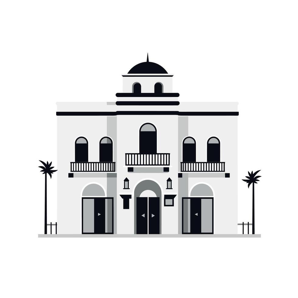 Historic building with domed roof and balconies in a sunny location vector