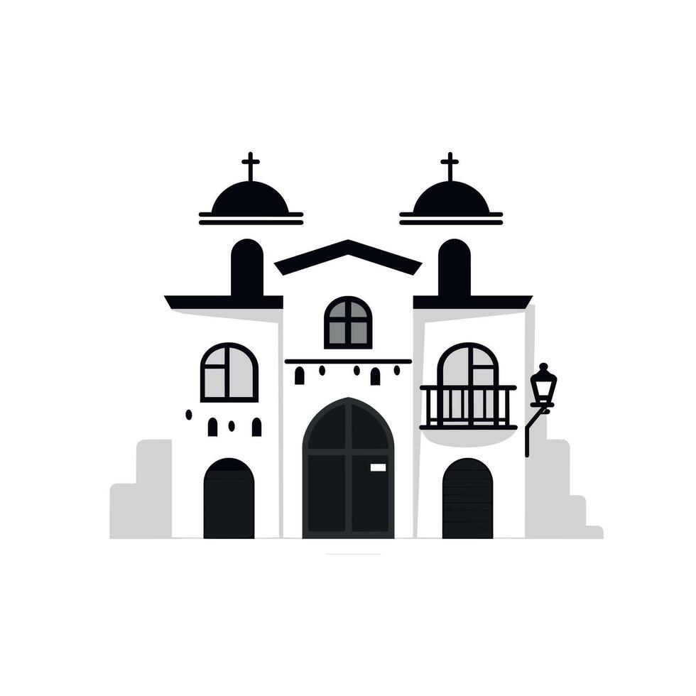 Historic church building with domes and arches in a simple architectural style vector