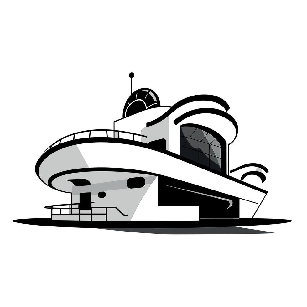 Modern architectural design of a futuristic building with a unique spiral shape vector