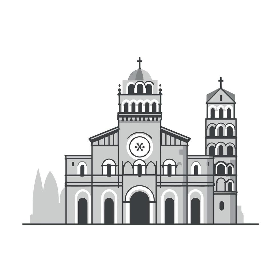 Beautiful architectural design of a historic church in a serene landscape setting vector