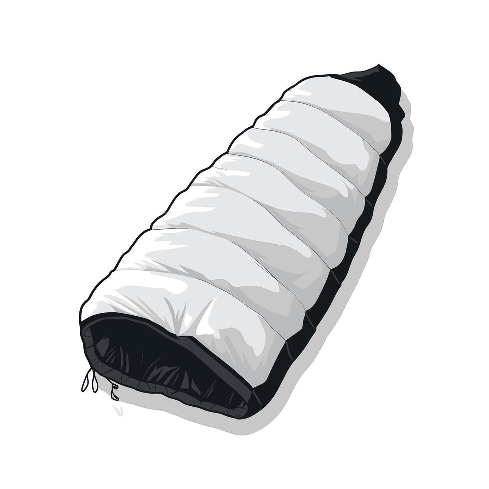 Warm sleeping bag designed for outdoor camping adventures in cold weather vector