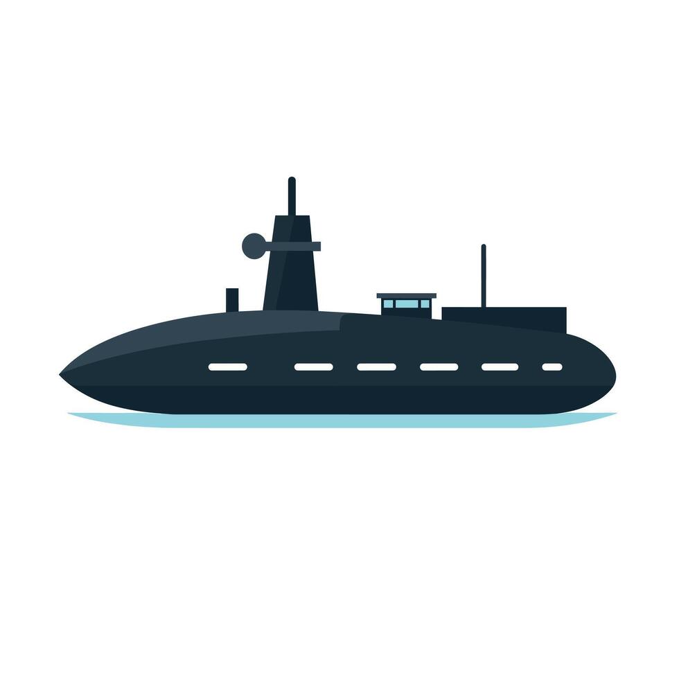 Military submarine navigating underwater in a serene ocean environment vector