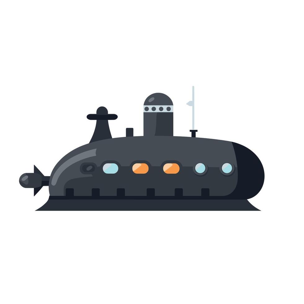 Submarine design with modern features viewed from a side perspective in a digital illustration vector