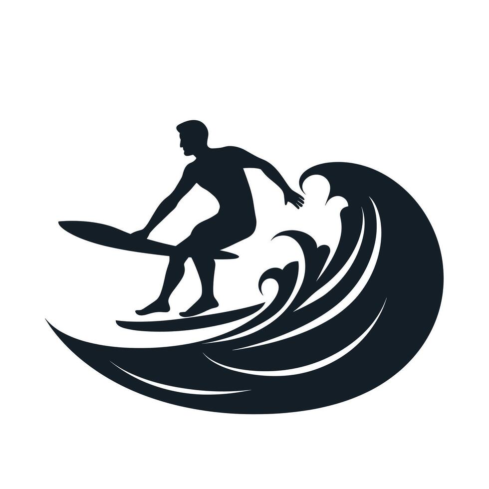 Surfer riding a wave during a sunny day at the beach in a coastal setting vector