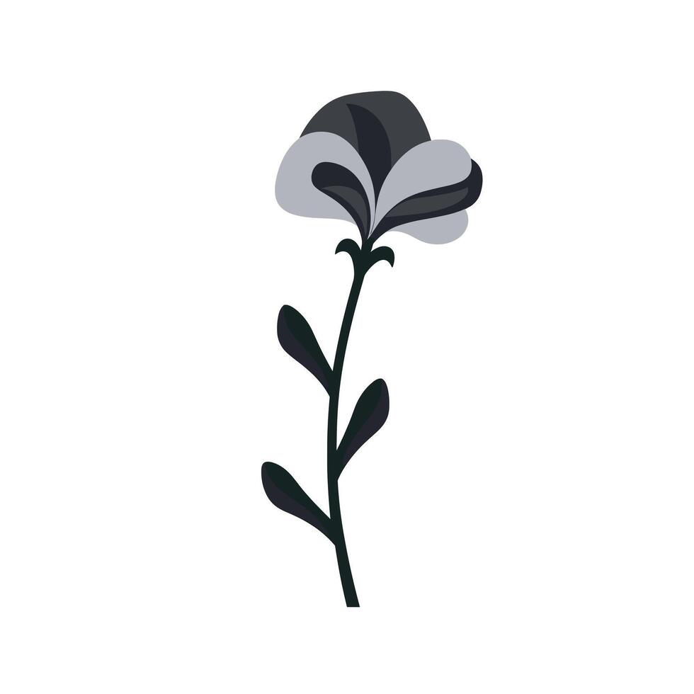 Elegant black and white flower design with delicate petals and lush leaves vector