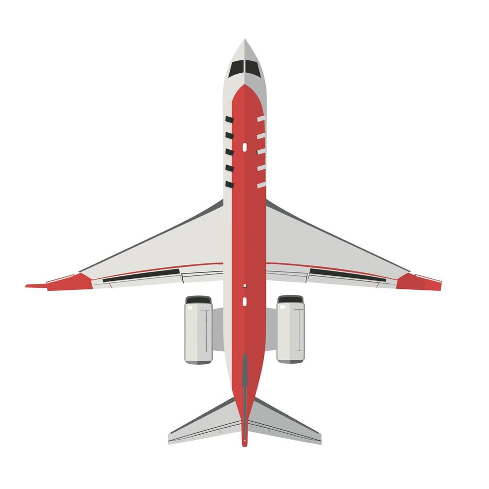 Airplane over head view showcasing design and features of aircraft structure vector