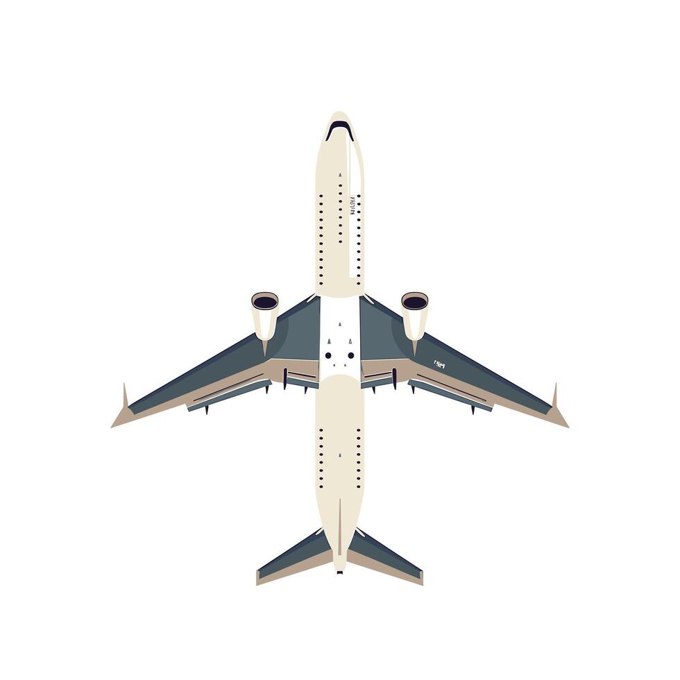 Airplane in a top view design showing a sleek and modern structure for travel purposes vector
