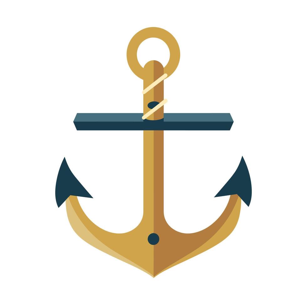 Classic anchor design with ropes and crossbar in a minimalist style vector