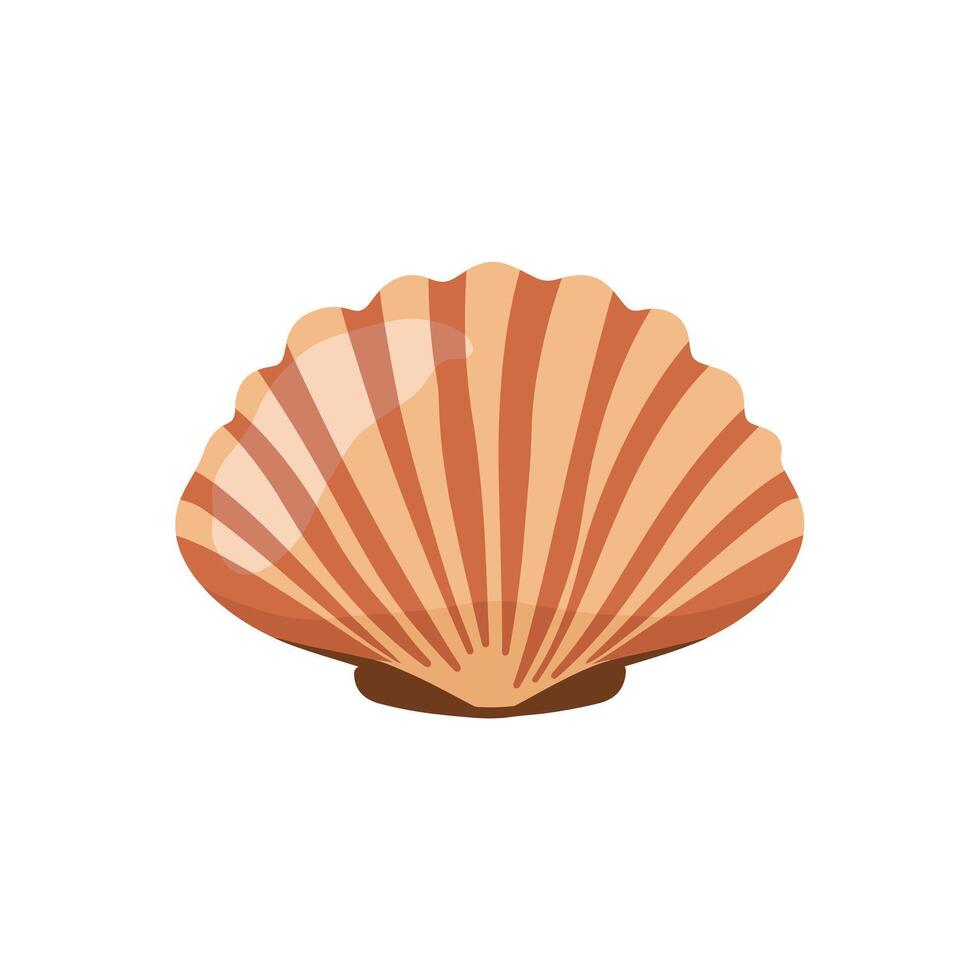 Colorful scallop shell resting on smooth surface showcasing natural patterns and textures vector