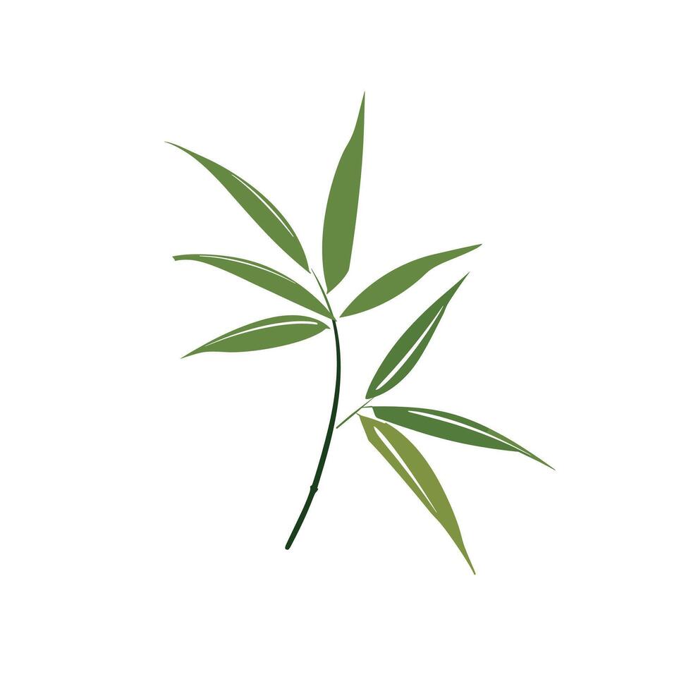 Branch showcasing green bamboo leaves in a minimalist design vector