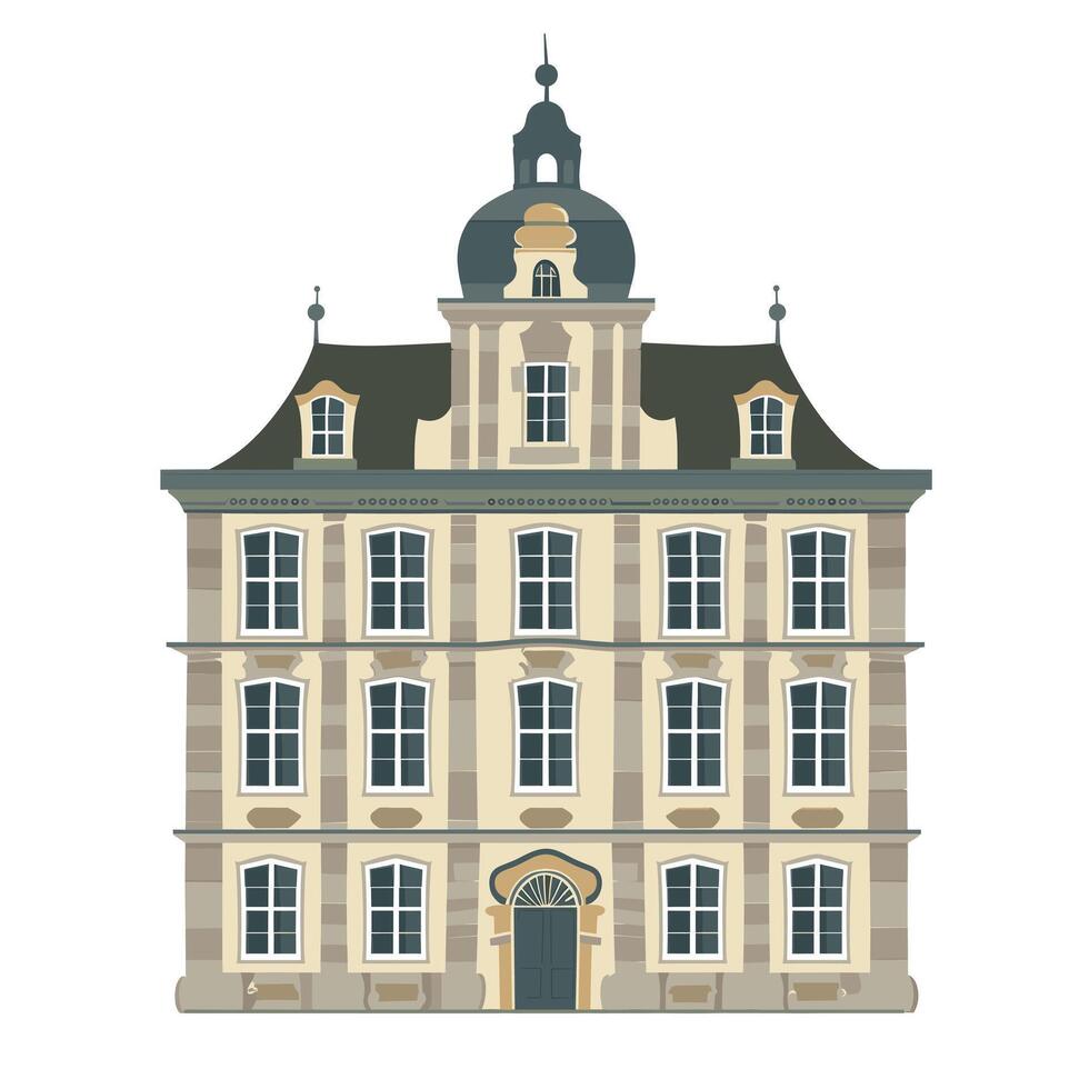 Historic building with ornate architecture and domed roof in a traditional style in a city setting vector