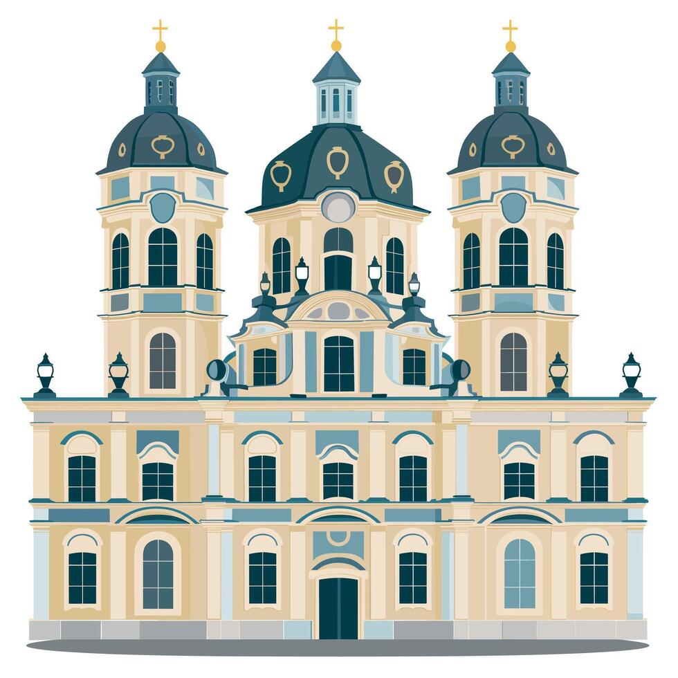 Architectural beauty of a historic cathedral with elegant towers and domes vector
