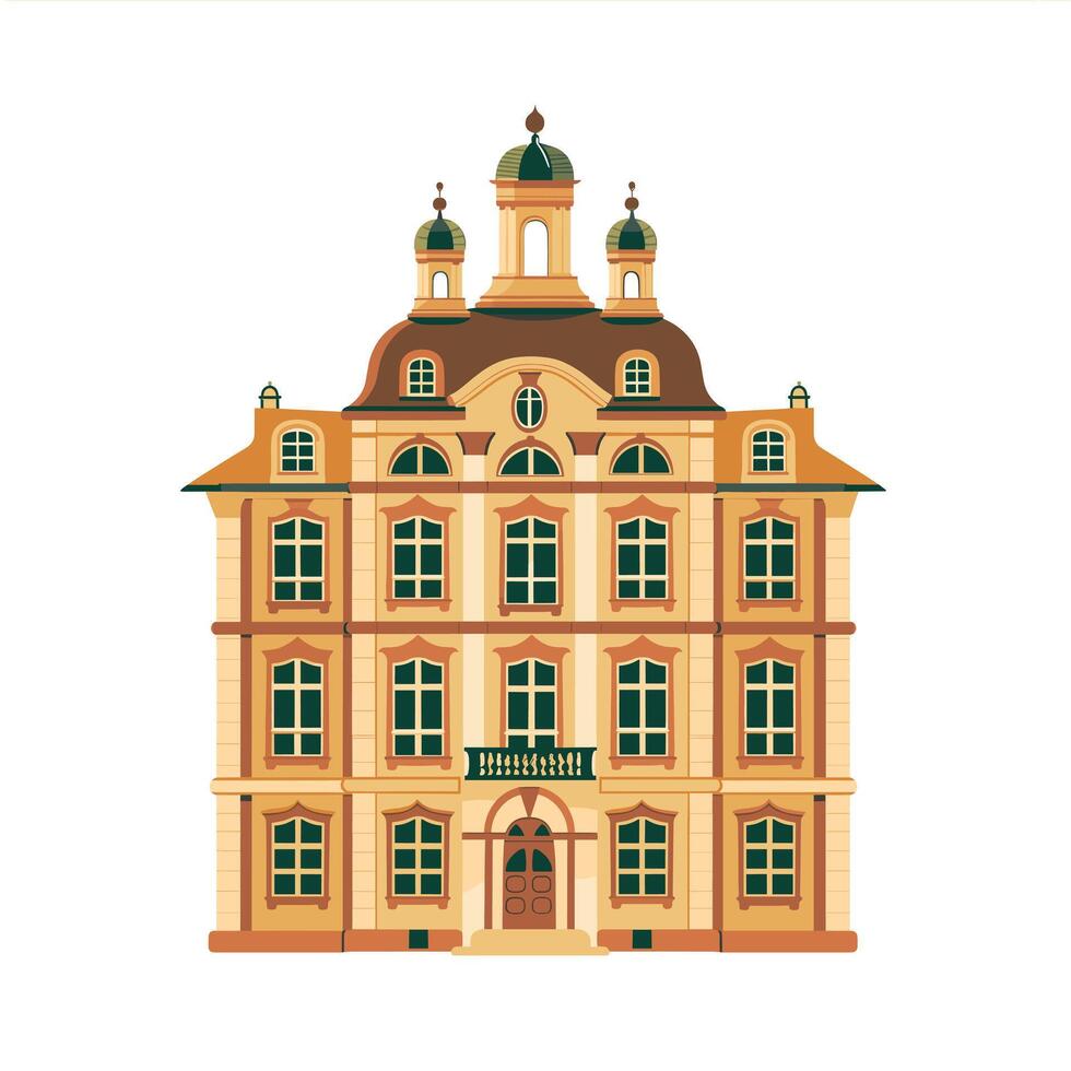 Historic building with decorative architecture and domes in a vibrant style vector