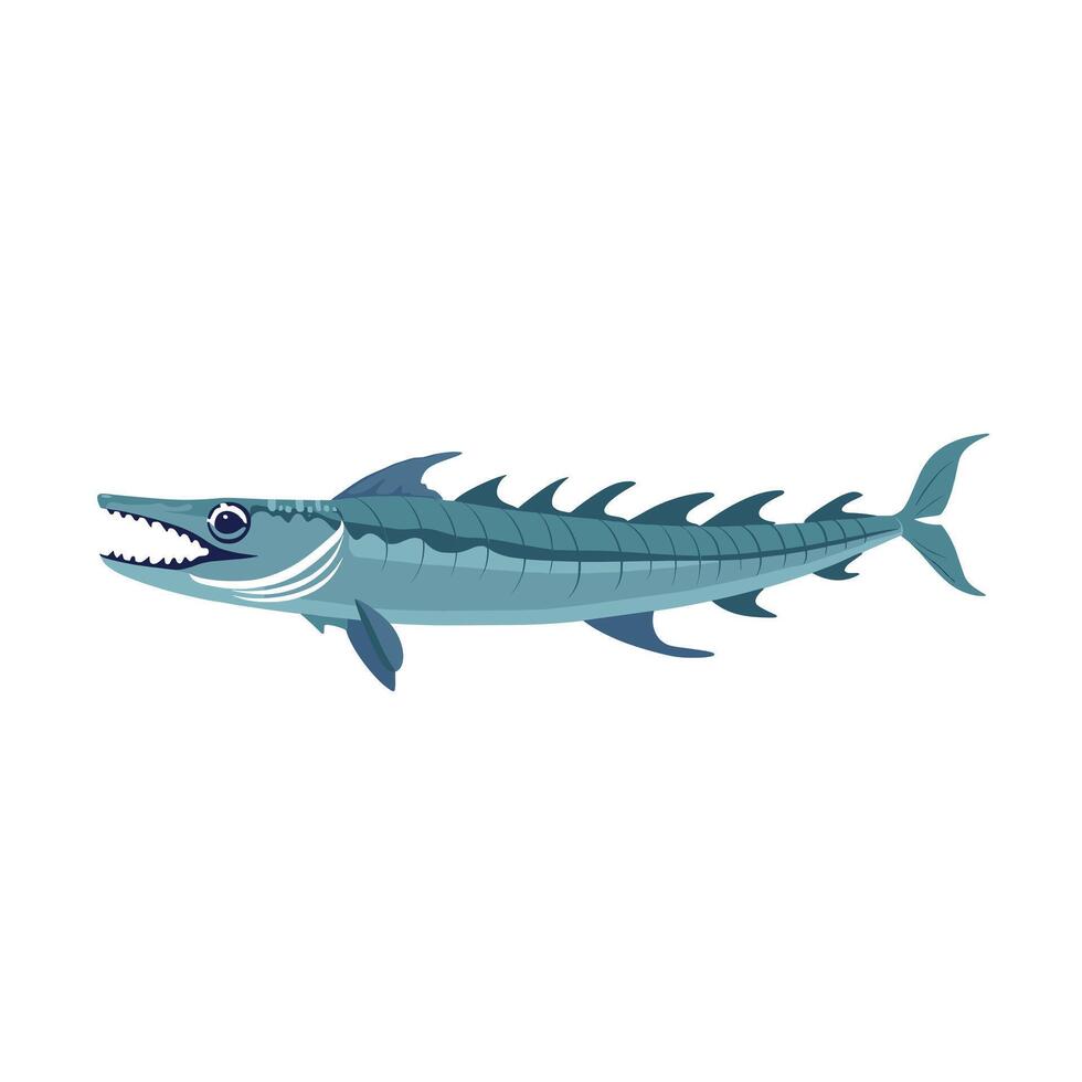 Unique marine creature illustrating the barracuda swimming amidst clear waters vector