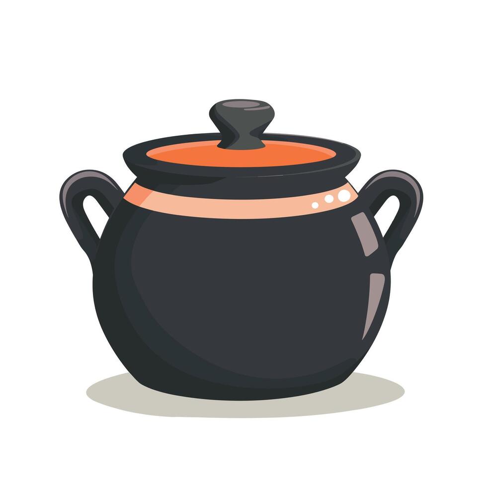 Classic cooking pot with lid in a simple design for home kitchens and culinary use vector