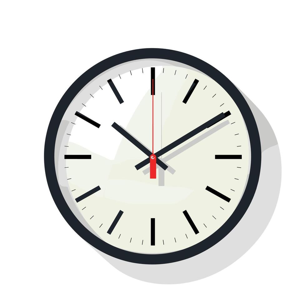 Modern wall clock displaying twelve o'clock with simple design and bold hands vector