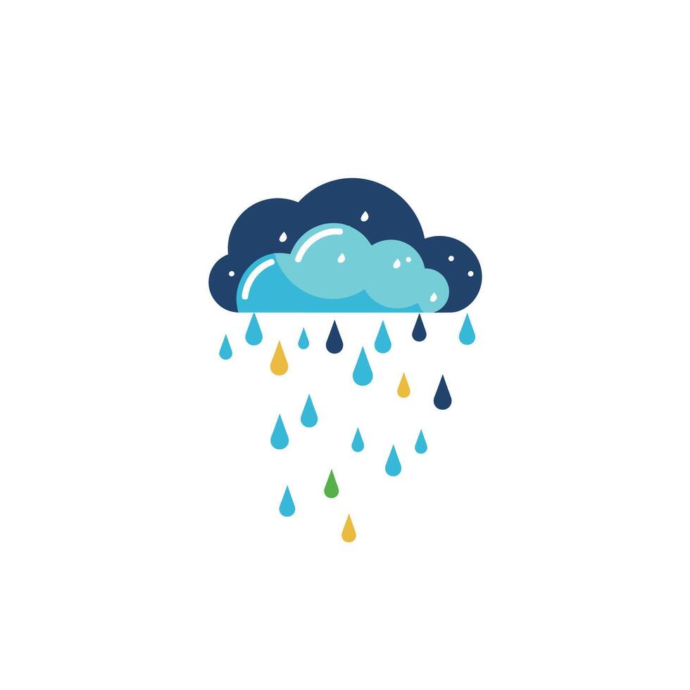 Colorful rain cloud with drops in a simple and modern style vector