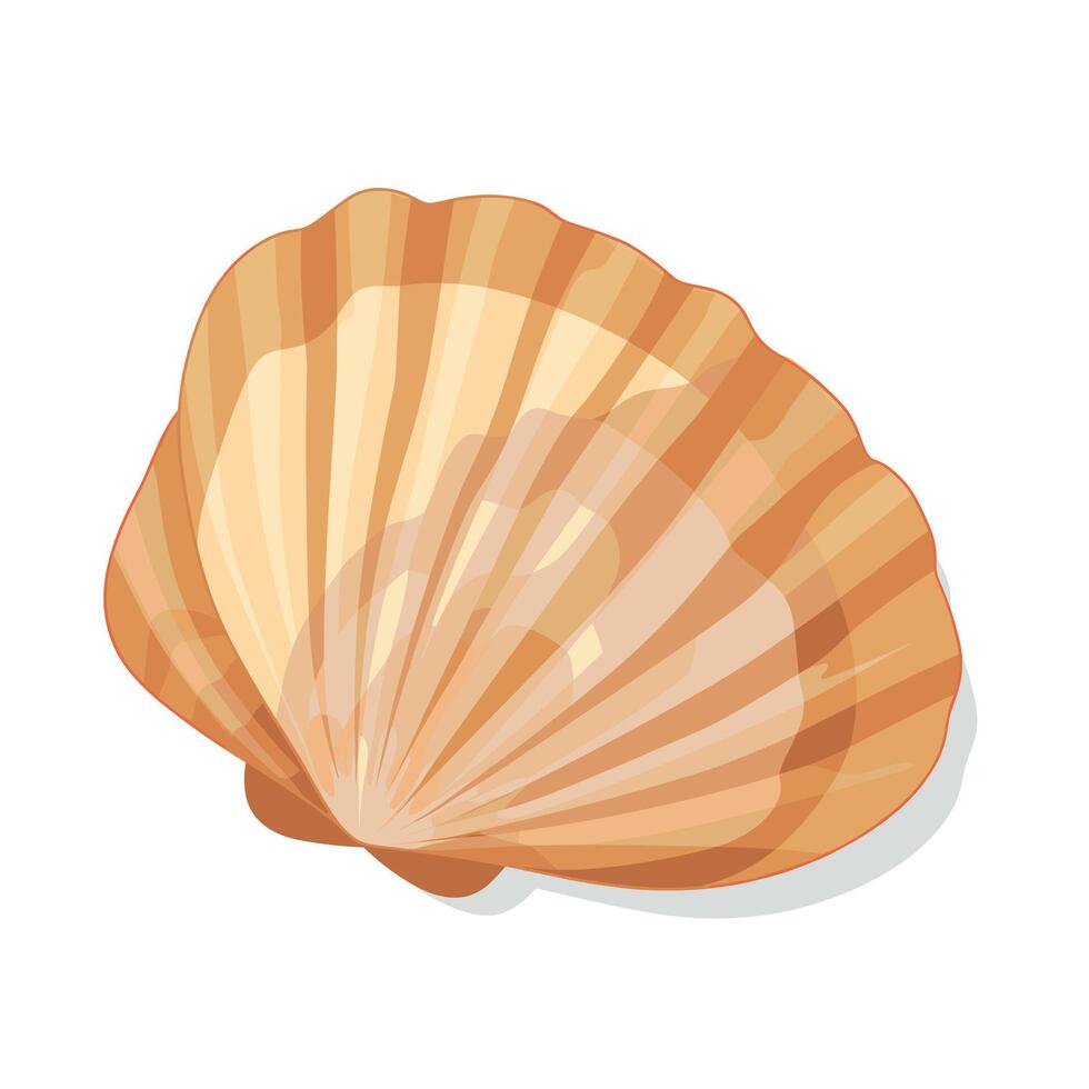 Colorful seashell resting on a sandy beach surface during a sunny day vector