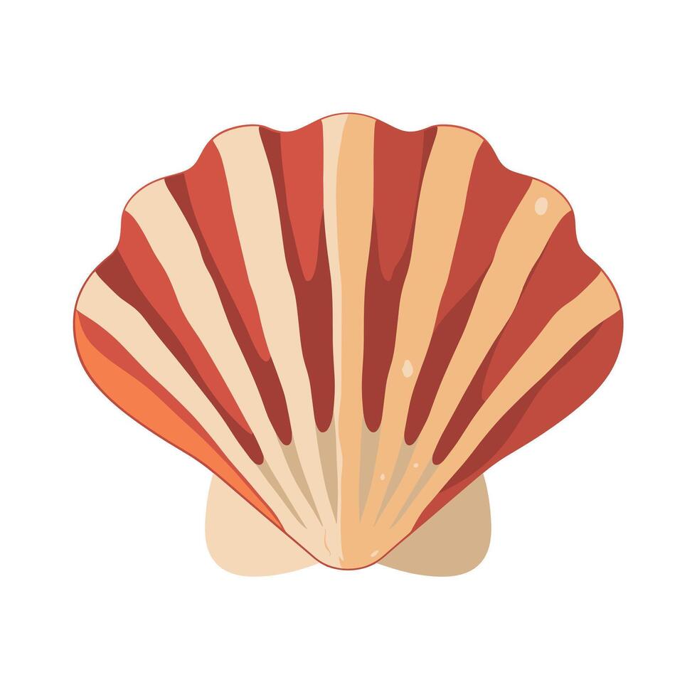 Colorful shell with striped pattern found on the beach during summer season vector