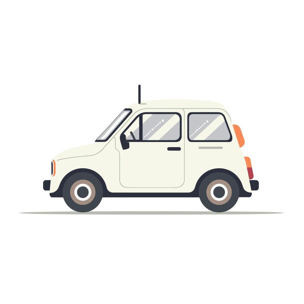 Classic compact car illustration in minimalistic style showcasing a retro design vector