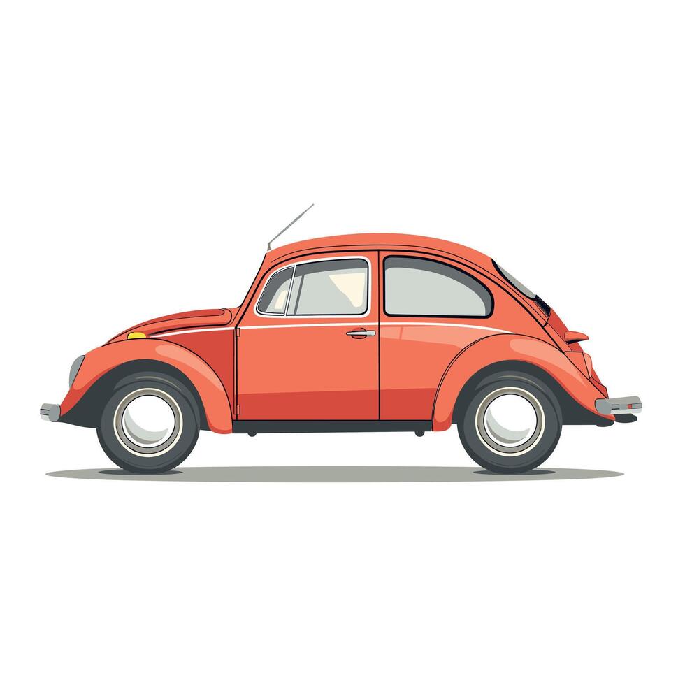Vintage red car parked on a flat surface with simple background details vector