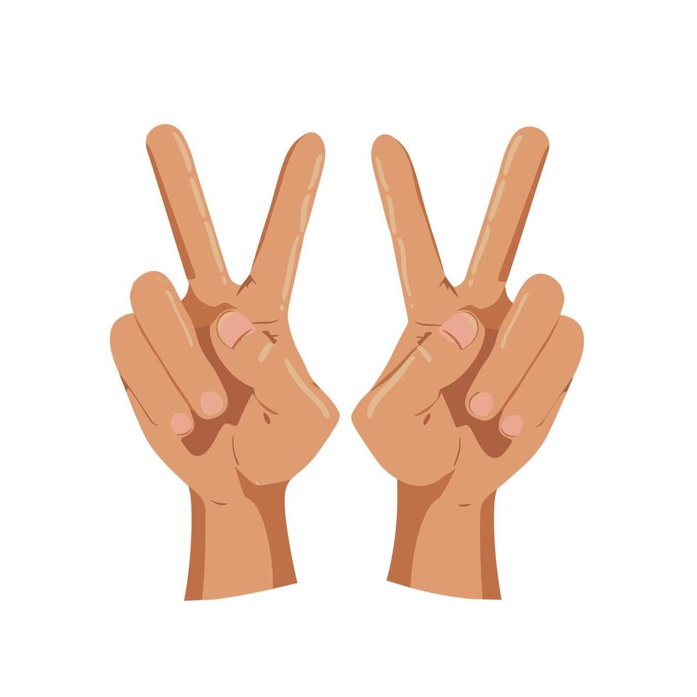 Two hands forming peace signs against a simple background vector