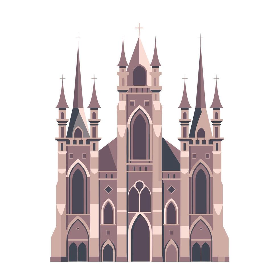 Majestic architectural design of a gothic cathedral with intricate details and towers vector