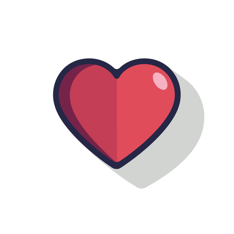 Bright red heart symbol representing love and affection in a simple design vector