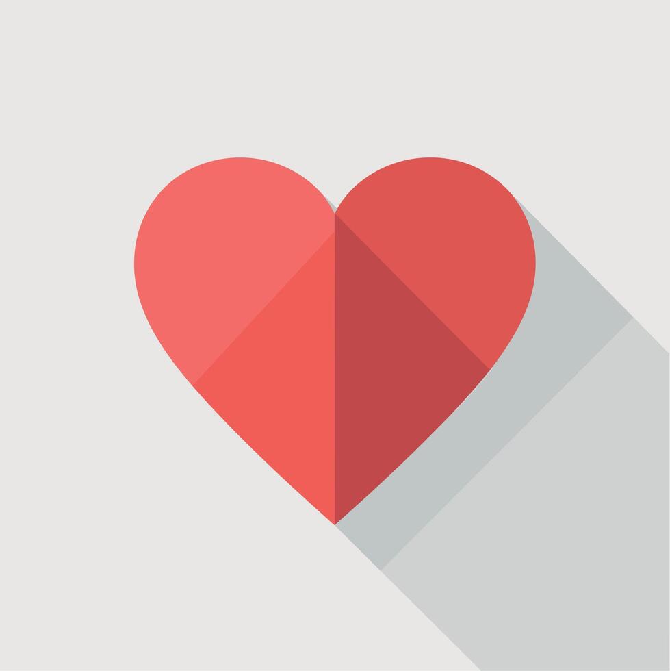 Modern heart icon with a flat design and shadow on a light background vector