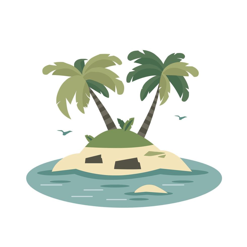 Tropical island with palm trees and calm water creates a serene getaway vector